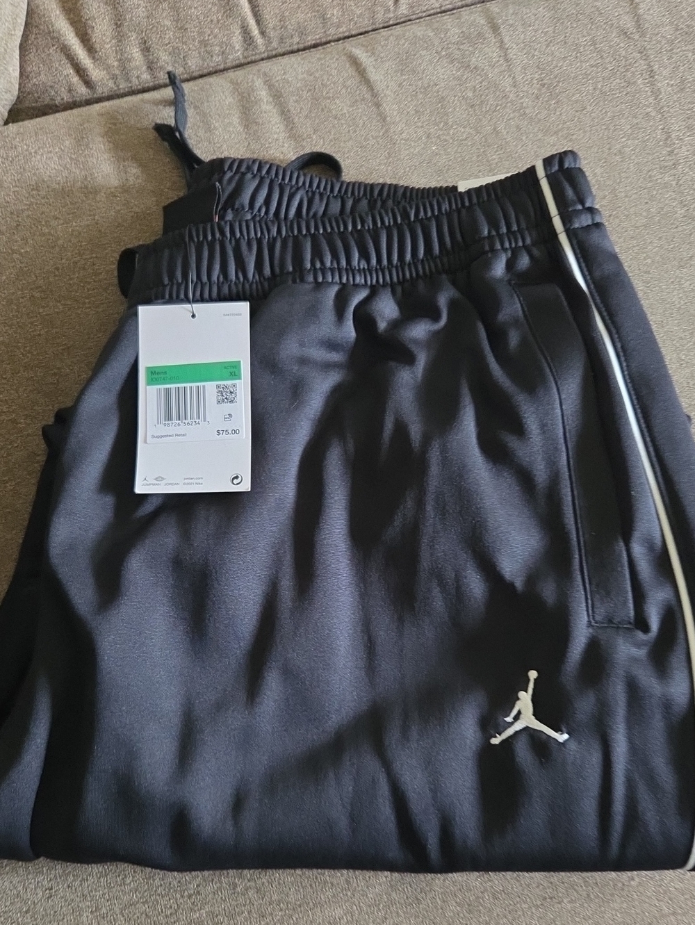 Jordan Kids Black Sweat Joggers with White Jumpman and Piping